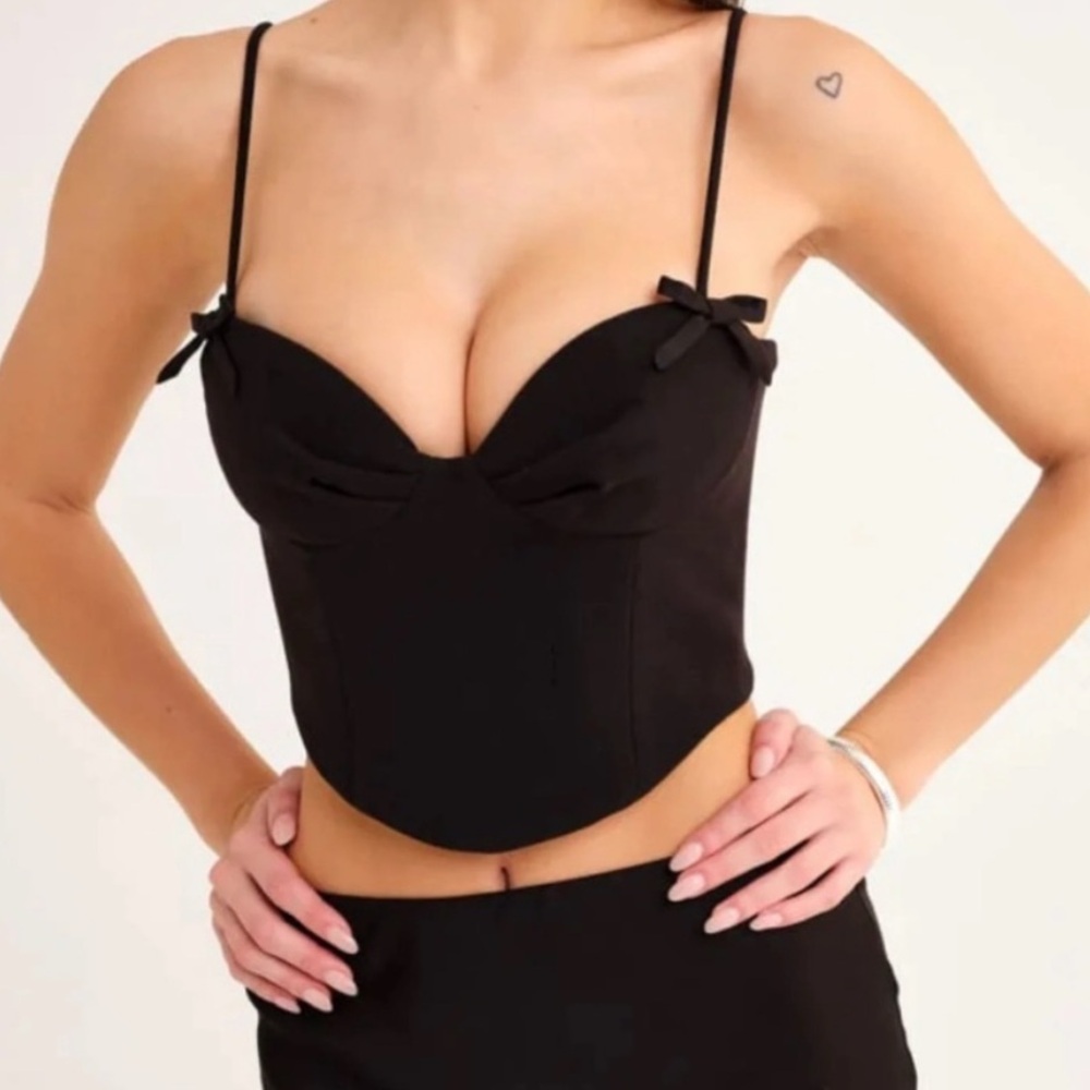 rumored black bow corset top
